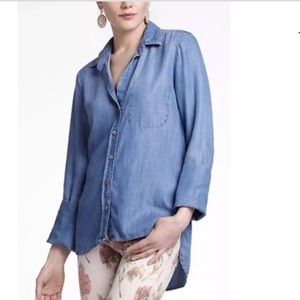 Anthropologie elevenses tencel chambray shirt - M